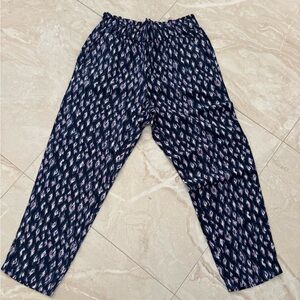 Loft Navy Patterned Wide Leg Pants size small